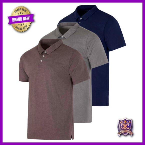 Men's Quick Dry Cotton Polo Shirt 3 Pack Casual Jersey Breathable